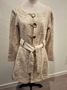 Arden B. Paisley Lace Jacket in Beige Size Medium NWT